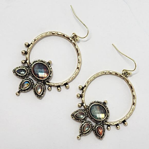 Gold Boho Queen Labradorite Earrings - Picture 2 of 6